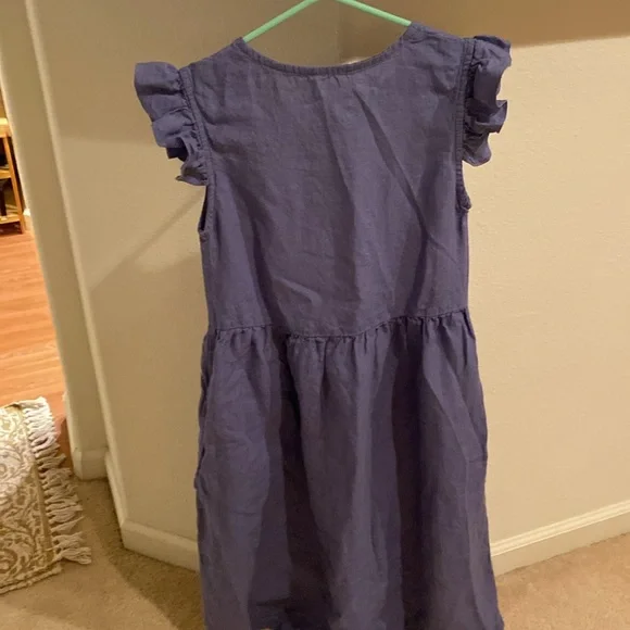 Periwinkle Ruffle Linen Dresss - Picture 4 of 8